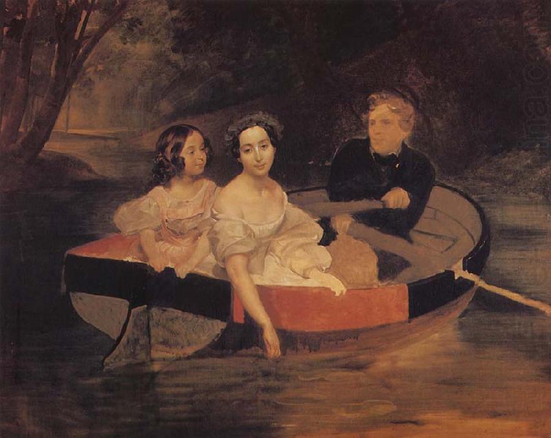 Portrait of the Artist with Baroness Yekaterina Meller-akomelskaya and her Daughter in a Boat, Karl Briullov